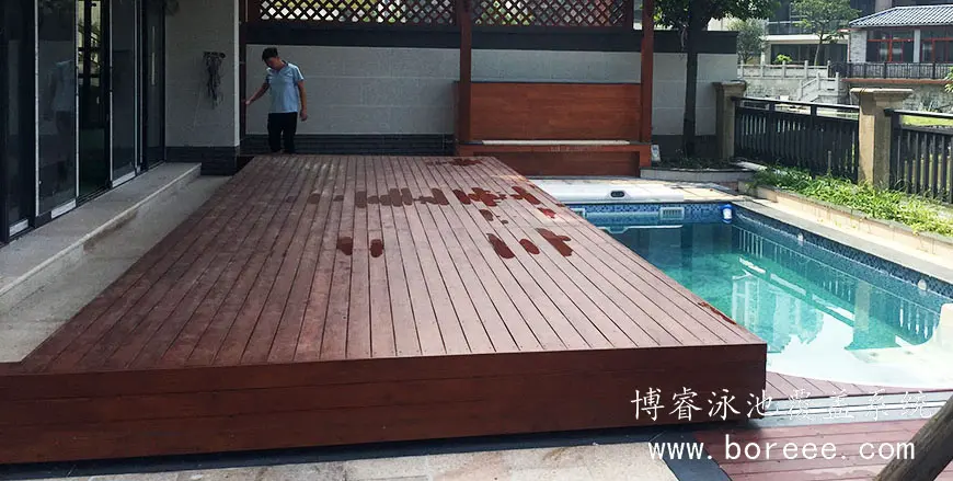 庭院冲浪泳池加装平移泳池盖